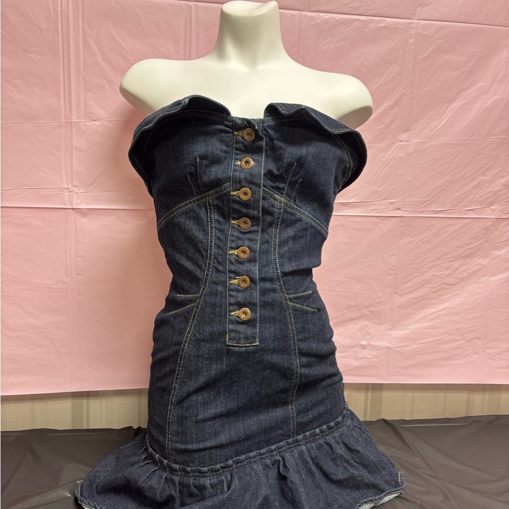 Project RUNWAY Dark Blue Strapless Denim Dress